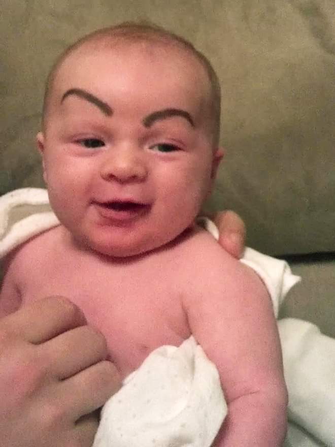 Awkward Internet Trend - Babies With Makeup Eyebrows (22 Pics)