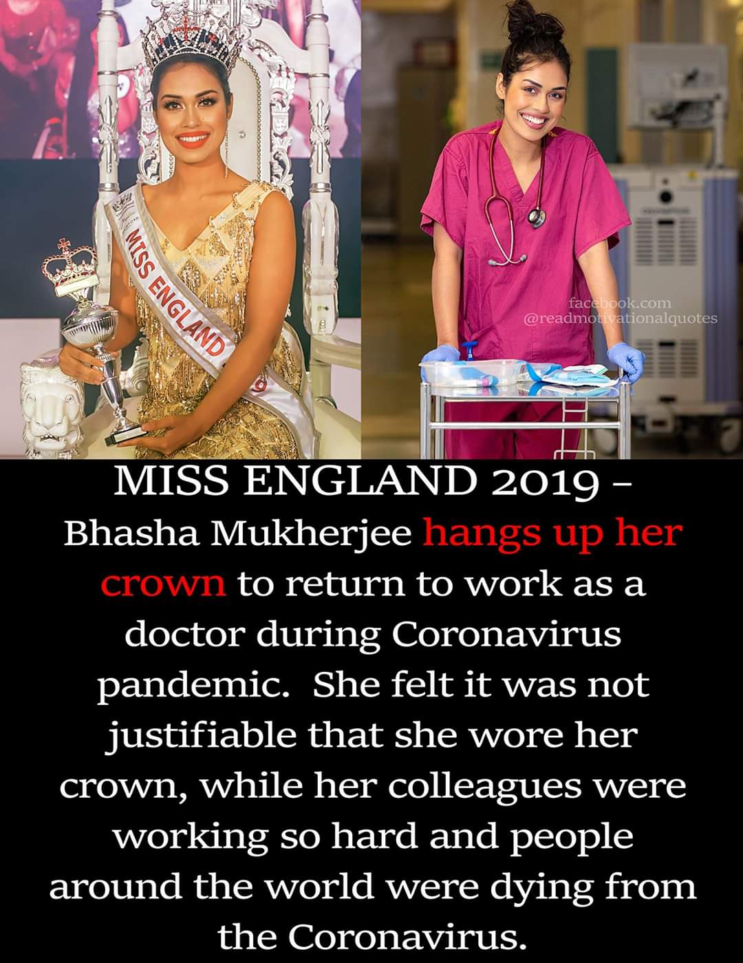 Miss England Bhasha Mukherjee Picks Up A Stethoscope Amid COVID-19