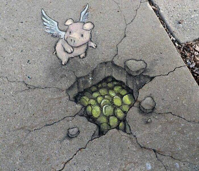 Street Artists David Zinn, Doodles Different Quirky Characters In The Streets Using Only Chalk (56 Pics)