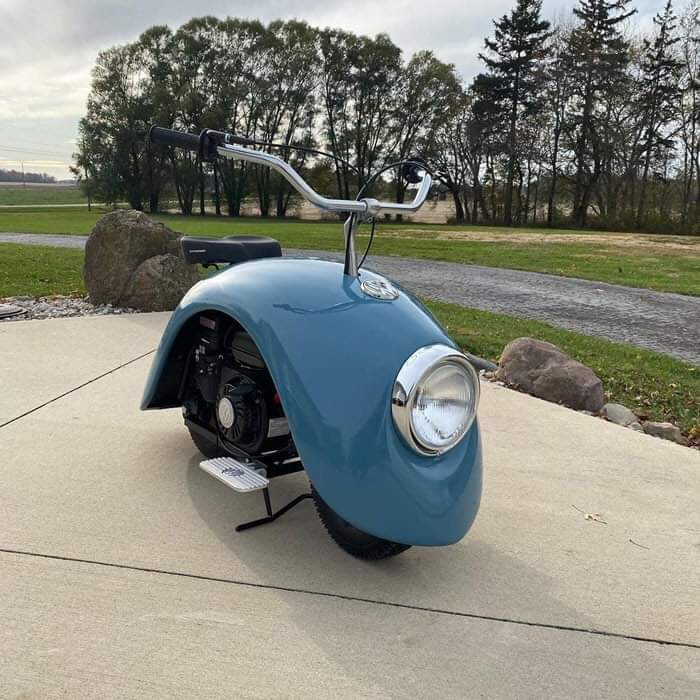Brent Walter built customized Volkspod motorcycles using Classic VW Beetle’s fenders
