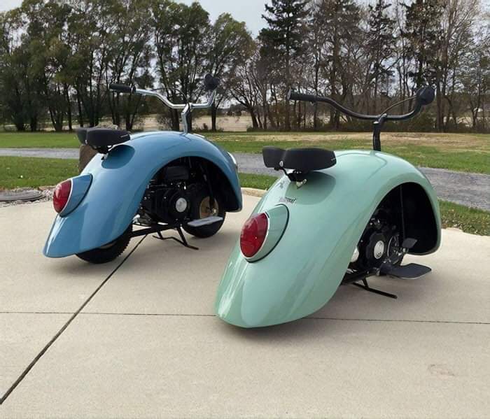 Brent Walter built customized Volkspod motorcycles using Classic VW Beetle’s fenders