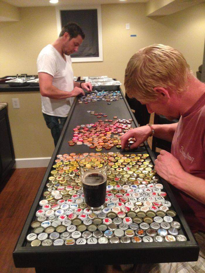 Man Collects Bottle Caps For 5 Years To Redo His Kitchen, And Here Are The Results