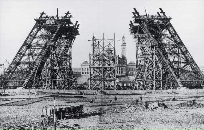 Phases of construction of the Eiffel Tower from 1887 till 1889, Paris, France