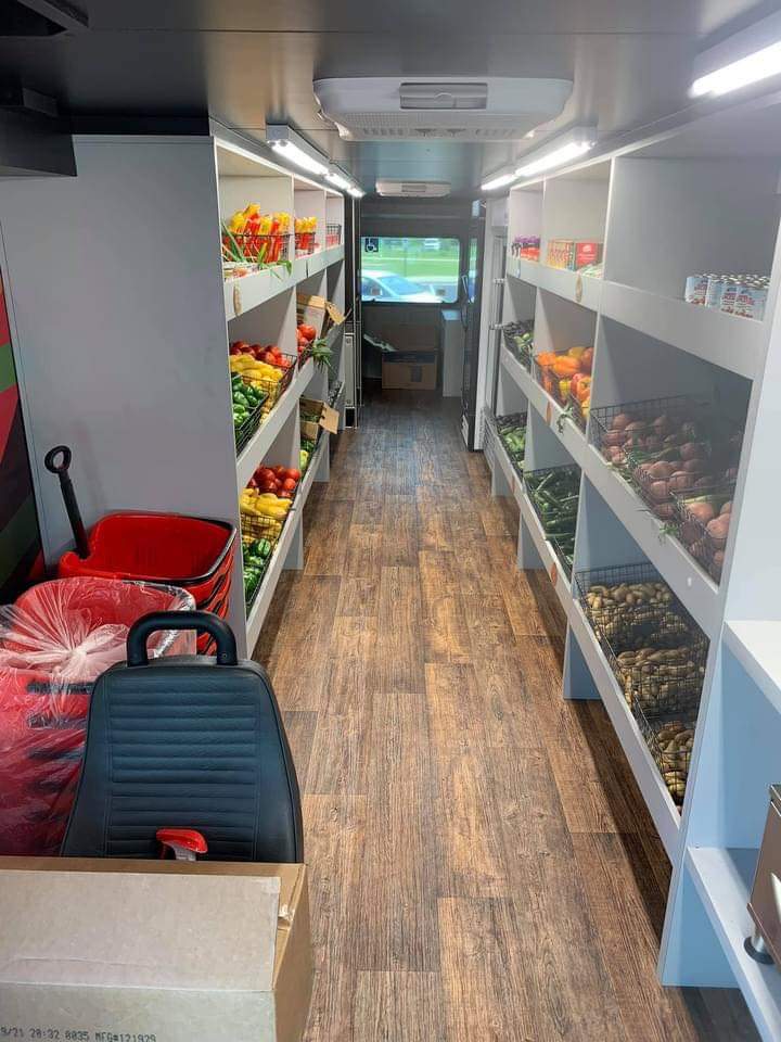 Man converts old school bus into a free food bank for people in need!