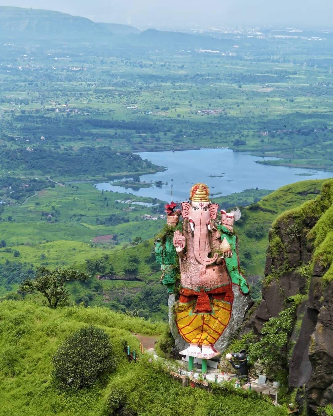 Monolithic Ganesh Idol Perched on a Hill near Mumbai