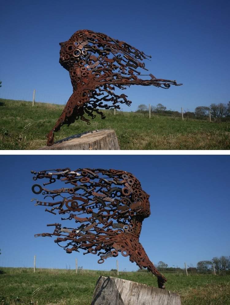 Artist Uses Recycled Metal To Create Human Figures