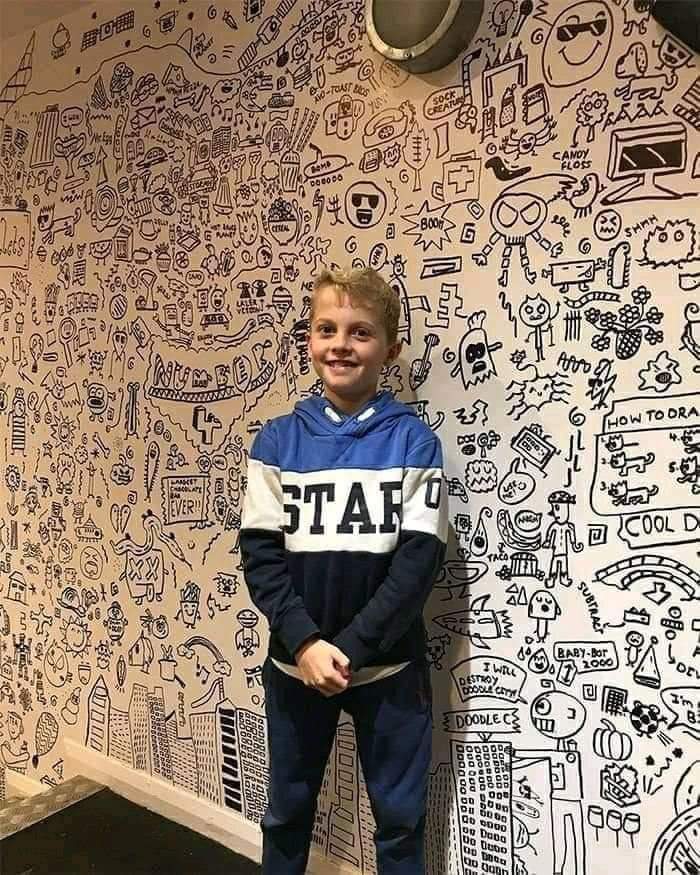 The school punished him for his frequent graffiti, And then this kid got a job decorating the walls of a restaurant at 9 years old