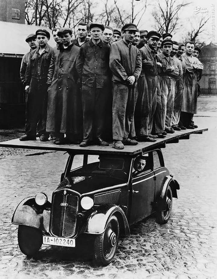 Photo Of The Day  - Engineers Testing the strength of a car in 1939