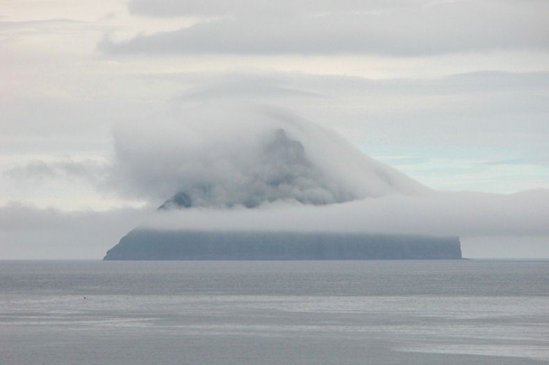 The Cloud Covered Island of Litla Dimun, Faroe Islands