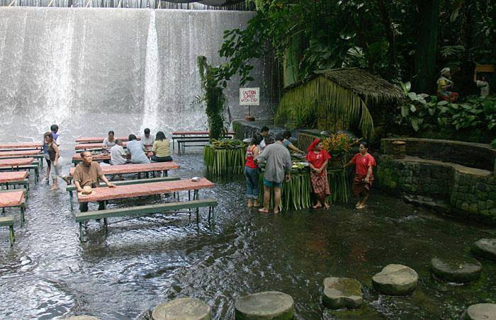 Amazing Waterfall Restaurant Villa Escudero in Philippines