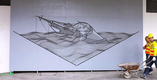 Artist creates amazing street art using tape (20 Photos)