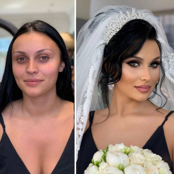 Brides Before And After Their Wedding Makeup (26 pics)