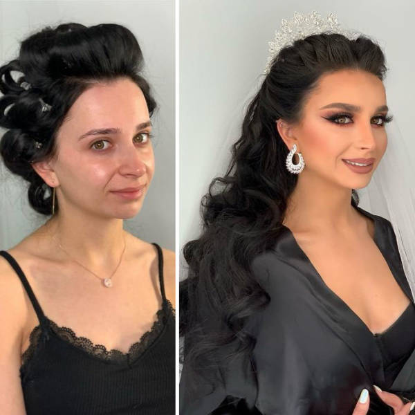 Brides Before And After Their Wedding Makeup (26 pics)