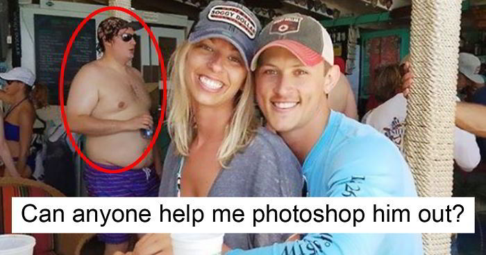Couple Asks Internet to Photoshop Out Shirtless Guy from Engagement Photo, Regrets It Immediately (20 Pics)