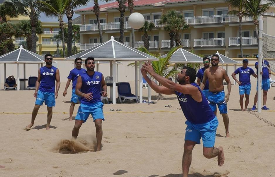 IN PICS: Indian cricket team playing beach volleyball in West Indies