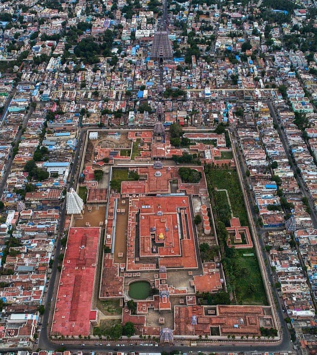 An Aerial View Of Srirangam The Worlds Largest Functioning Temple